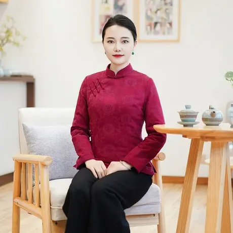 筠雅冬季新款加厚保暖唐装上衣旗袍棉衣棉服减龄新中式女装24J462商品大图