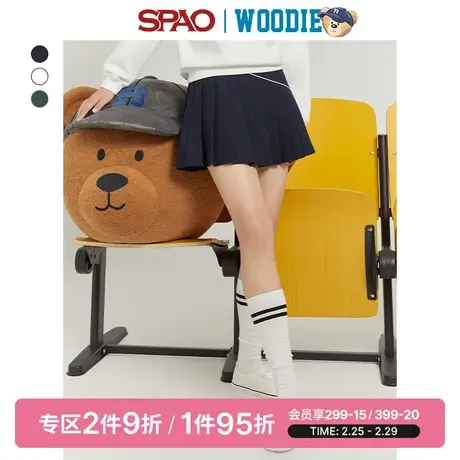 【小熊Woodie】SPAO女士半身裙学院风百褶短款裙SPWHD12S20商品大图