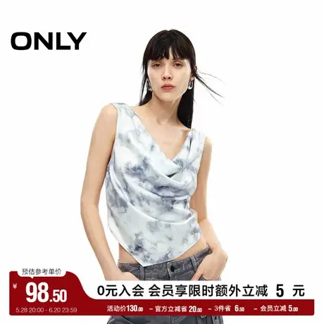 ONLY奥莱夏季休闲百搭印花修身短款吊带雪纺衫女图片