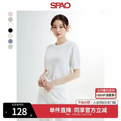 SPAO韩国同款秋冬女士简约时尚圆领纯色针织毛衣SPKWE37W03商品大图
