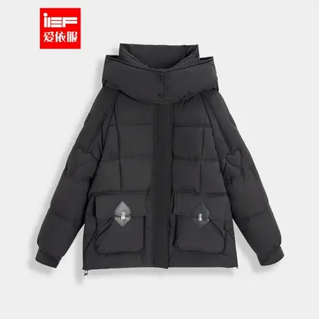 IEF/爱依服2024冬季新款韩系风简约纯色通勤百搭保暖棉衣外套商品大图