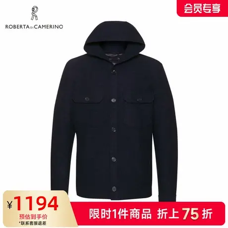 【羊毛】ROBERTA诺贝达春季新品男装夹克茄克男休闲羊毛连帽外套图片