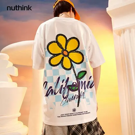 nuthink男女情侣装宽松国潮短袖T恤男潮oversize潮牌夏季大码半袖图片