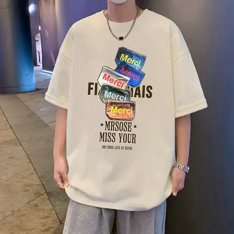 重磅纯棉短袖T恤男夏季2025新款圆领上衣薄款休闲美式潮牌体恤衫商品大图