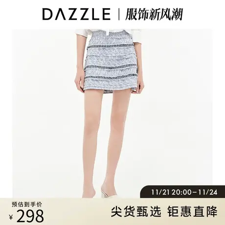 DAZZLE地素奥莱 法式花边刺绣A字半身裙短裙女2D3S2256R商品大图