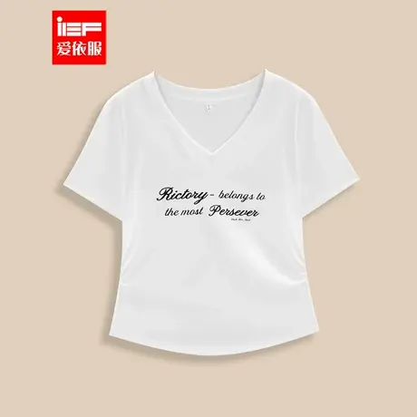 IEF/爱依服【微胖】大码女装2025夏季新款韩版时尚字母印花T恤图片