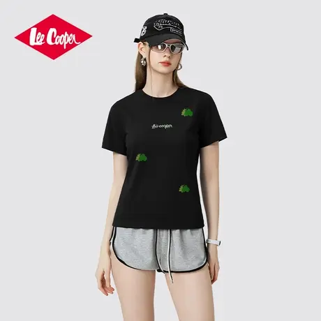 Lee Cooper/李库珀 简约印花短袖t恤女夏季修身显瘦韩系短款上衣商品大图