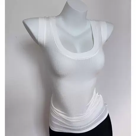 韩国ins夏大U领紧身性感显胸遮副乳白色吊带背心外穿显瘦打底上衣图片