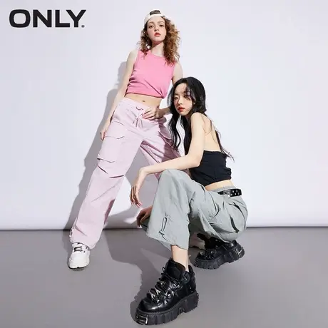 ONLY奥莱夏季百搭松紧腰大口袋抽绳直筒休闲裤女|124114055图片