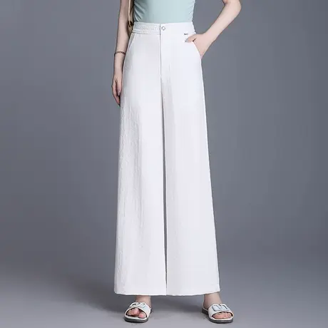 白色阔腿裤女夏季2025新款高腰宽松垂感显瘦直筒裤薄款休闲长裤子商品大图