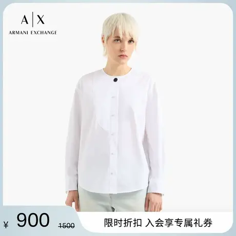 ARMANI EXCHANGE/阿玛尼2025夏季新款女士全棉圆领纯色纽扣衬衫图片