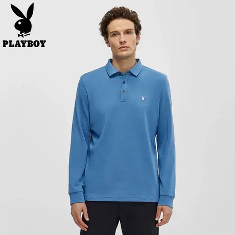 【含羊毛】花花公子男士polo长袖T恤衫商务休闲爸爸装2025年新款图片
