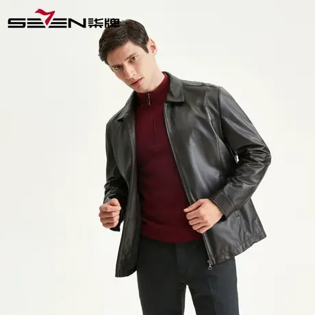 柒牌男装清仓皮衣秋冬商务休闲夹克外套男士时尚都市茄克上衣图片
