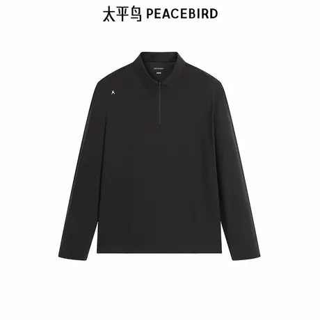 【商场同款】太平鸟男装T恤25春夏新款翻领拉链短袖潮 B1CPF1445商品大图