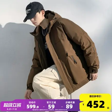 唐狮2024冬季新款男士羽绒服工装连帽加厚保暖冲锋青少年外套潮流商品大图