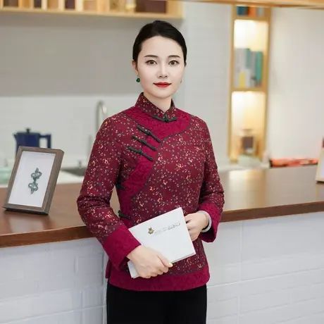 筠雅冬季新款唐装女中国风旗袍小袄夹棉保暖新中式盘扣棉衣24J410商品大图