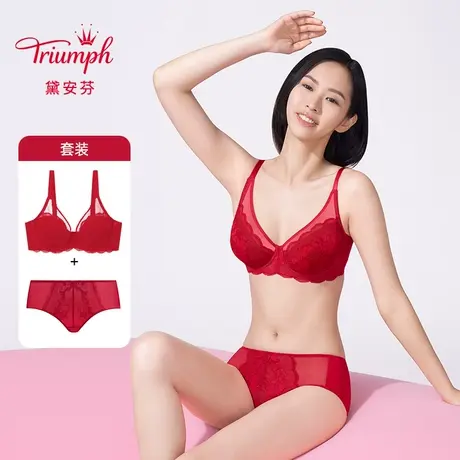 Triumph/黛安芬经典丽姿大胸显小性感侧收副乳文胸小裤套E004222商品大图