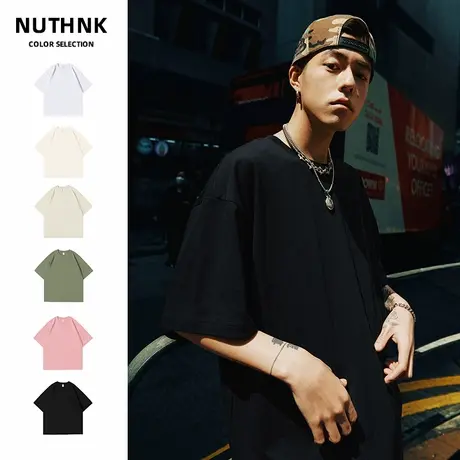 Nuthink潮牌美式夏季短袖T恤白色春季打底纯棉青少年男女2025新款商品大图