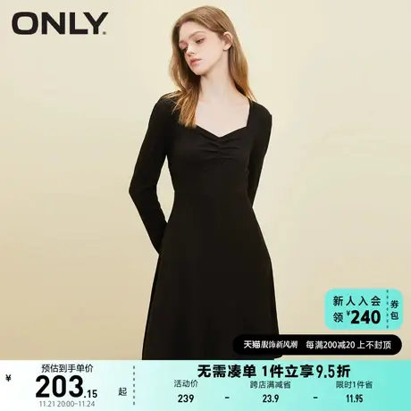 ONLY奥莱2023夏季新款高腰显瘦A字泡泡袖长袖连衣裙女图片