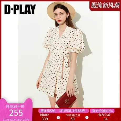 DPLAY新款夏装度假风杏底红爱心气质显瘦多巴胺茶歇裙连衣裙商品大图