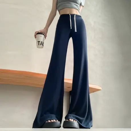 微喇裤子女夏季薄2025低腰卫裤宽松垂感窄版喇叭休闲阔腿美式卫裤图片