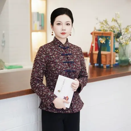 筠雅冬季新款加厚保暖减龄唐装上衣旗袍棉衣棉服新中式女装24J458商品大图