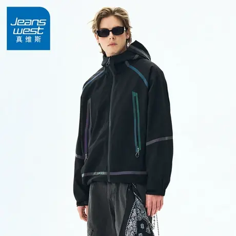 N5真维斯外套男2025秋季新款美式连帽防风防水男士春秋装休闲夹克商品大图