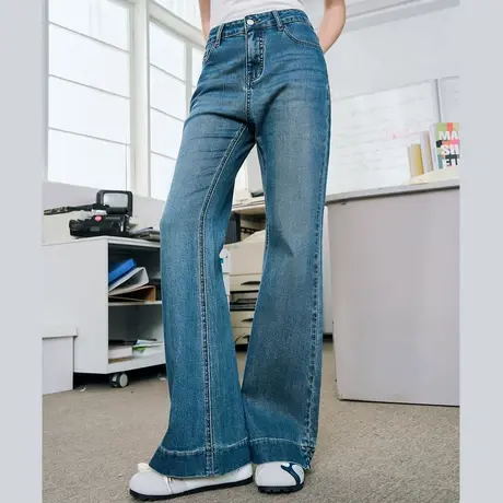 a02复古高腰修身显瘦经典喇叭裤2025春季休闲百搭女式牛仔裤商品大图