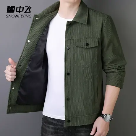 雪中飞高级美式复古男士灯芯绒春秋上衣翻领设计感休闲男外套夹克图片
