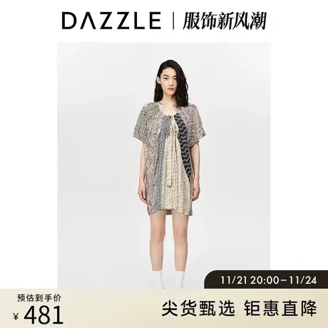 DAZZLE地素奥莱 宽松相拼复古印花连衣裙裙子女2D2O44969商品大图