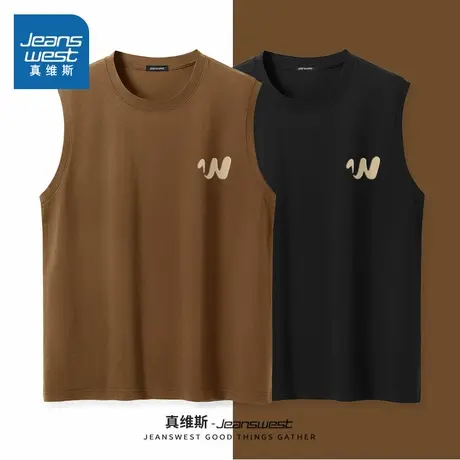 NN真维斯纯棉男士背心夏2025新款外穿健身坎肩青少年宽松无袖t恤商品大图