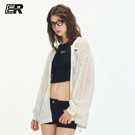 【蜜蜂欢乐社】ER杜宾犬镂空连帽罩衫美式设计感轻薄透气外套商品大图