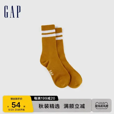 Gap男装秋季2023新款LOGO撞色条纹针织中筒袜837328透气吸汗短袜商品大图