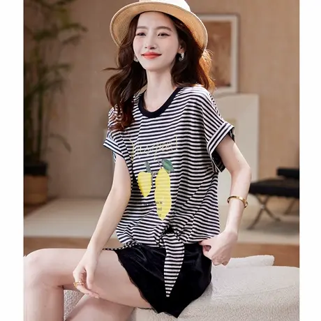 宝诗黎【新品价138元】圆领条纹印花短袖T恤AFS2060图片