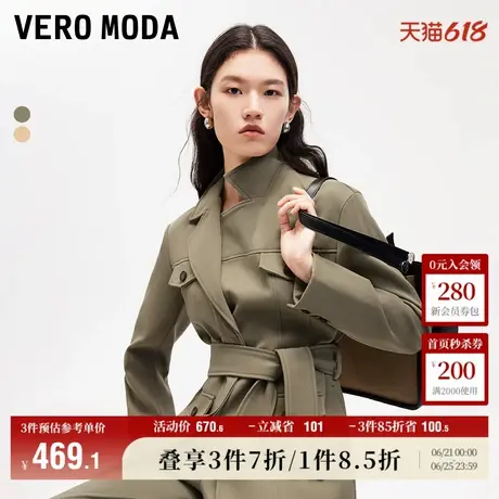 Vero Moda奥莱外套女秋冬新款直筒腰带设计翻领通勤时尚上衣流行商品大图