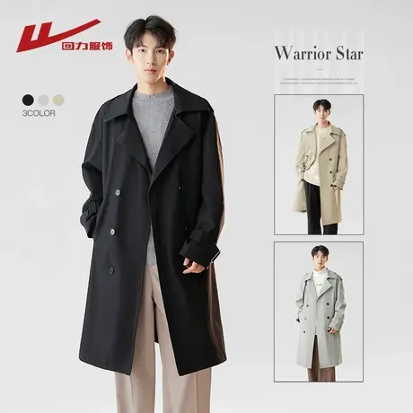 回力中长款风衣男秋冬季英伦风高级感男士克鲁苏文职大衣外套图片
