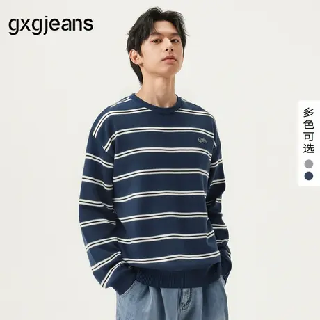 【1978系列】gxgjeans男装 秋季新款套头毛衣圆领针织衫男情侣装商品大图