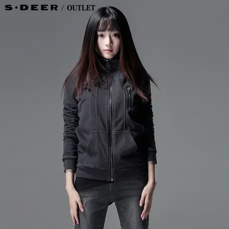 sdeer圣迪春连帽休闲全棉针织女卫衣夹克外套3382279图片