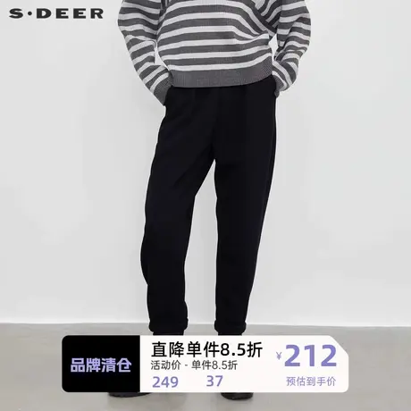 sdeer圣迪奥女装休闲压褶插袋哈伦裤休闲裤S23460805图片