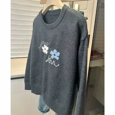 洋气毛衣女套头2025年春装新款宽松圆领休闲长袖针织衫上衣女装潮商品大图