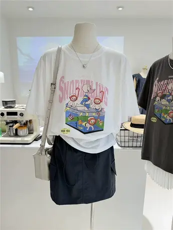 卡通鸭子夏季新款韩系薄款宽松减龄凉爽干净短袖T恤女打底半袖tee商品大图