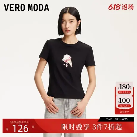 Vero ModaT恤2025夏季新款夏日冰淇淋印花合体版型短袖基础百搭商品大图