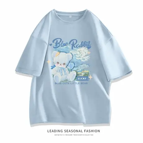 JR真维斯短袖t恤女2025新款减龄纯棉春夏女装洋气上衣宽松衣服女图片