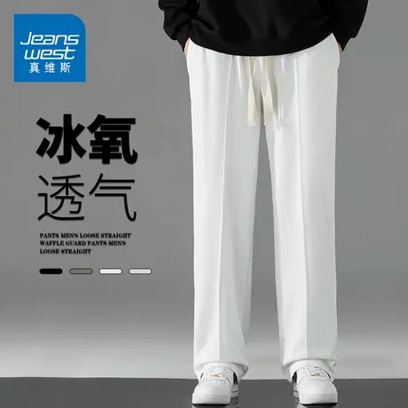 GQ真维斯男士夏季薄款休闲裤舒适宽松直筒修身显瘦小脚男裤长裤子商品大图