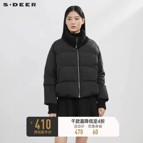 sdeer圣迪奥冬装高领针织拼接短款面包服羽绒服S21462471♋商品大图