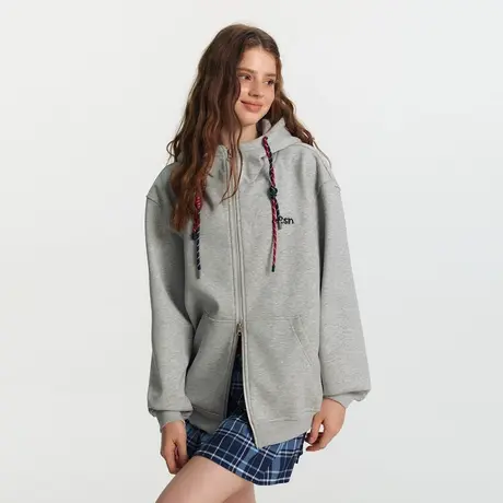 ER刺绣字母双拉链开衫卫衣男女春秋街头日系复古帽衫潮牌运动外套图片