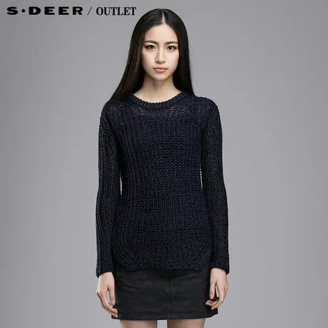 sdeer圣迪奥专柜正品女装撞色镂空贴身针织衫4383593图片