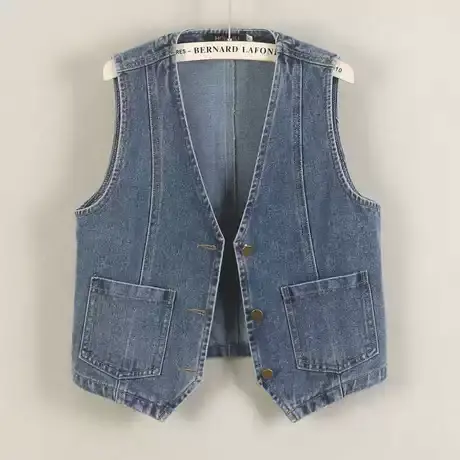 牛仔马甲女2025新款v领怀旧复古无袖背心短款上衣春秋显瘦外搭潮商品大图