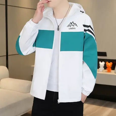 2025新款青少年连帽夹克男春秋季初中学生潮牌外套百搭帅气冲锋衣商品大图