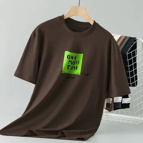 美式260g重磅纯棉t恤男短袖潮牌印花体恤圆领上衣服夏天全棉半袖商品大图